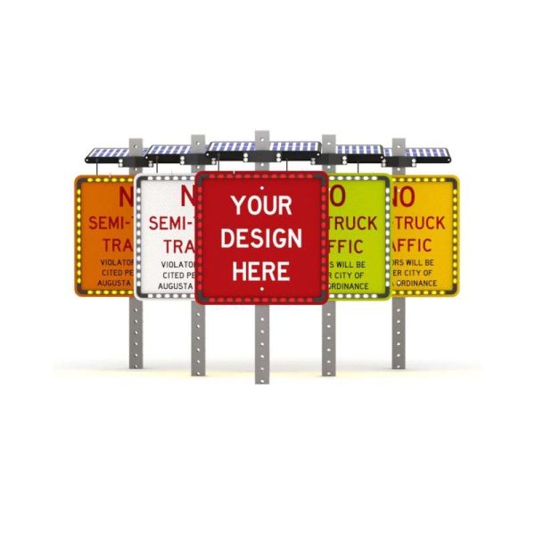 Solar Flashing Stop Sign 15w Custom Square Shape Solar Flashing Sign 3