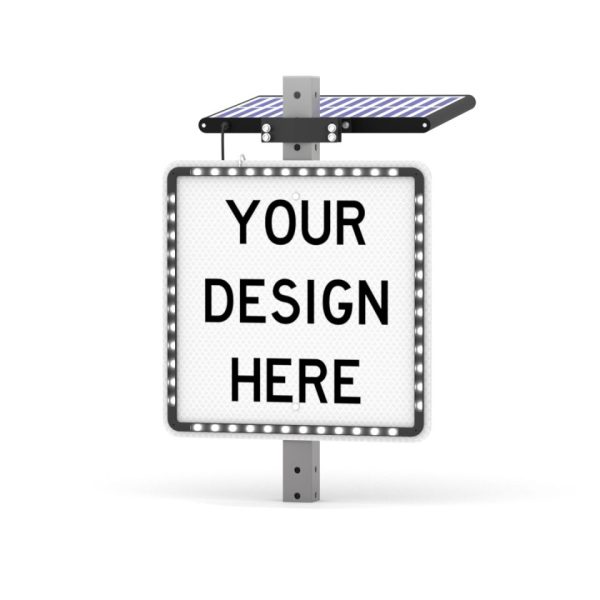 Solar Flashing Stop Sign 15w Custom Square Shape Solar Flashing Sign 5