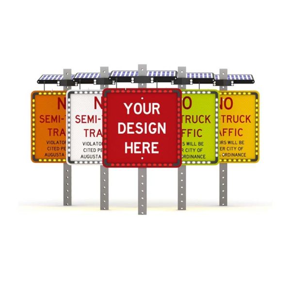 Solar Flashing Stop Sign 15w Custom Square Shape Solar Flashing Sign 6