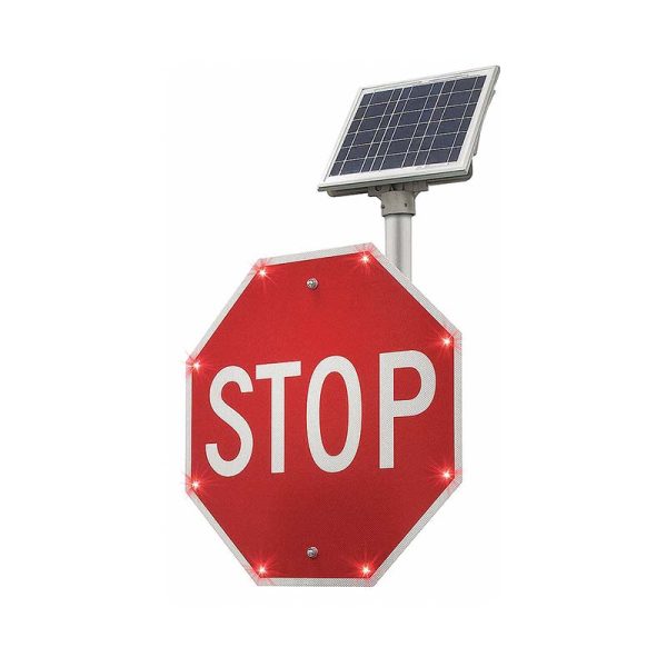 Solar Powered Stop Sign 13w 24 In X 24 In Nominal Sign Size Aluminum 1